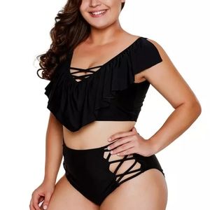 Strappy Bikini Tankini Swimsuit, Sz L(Fits US 12)